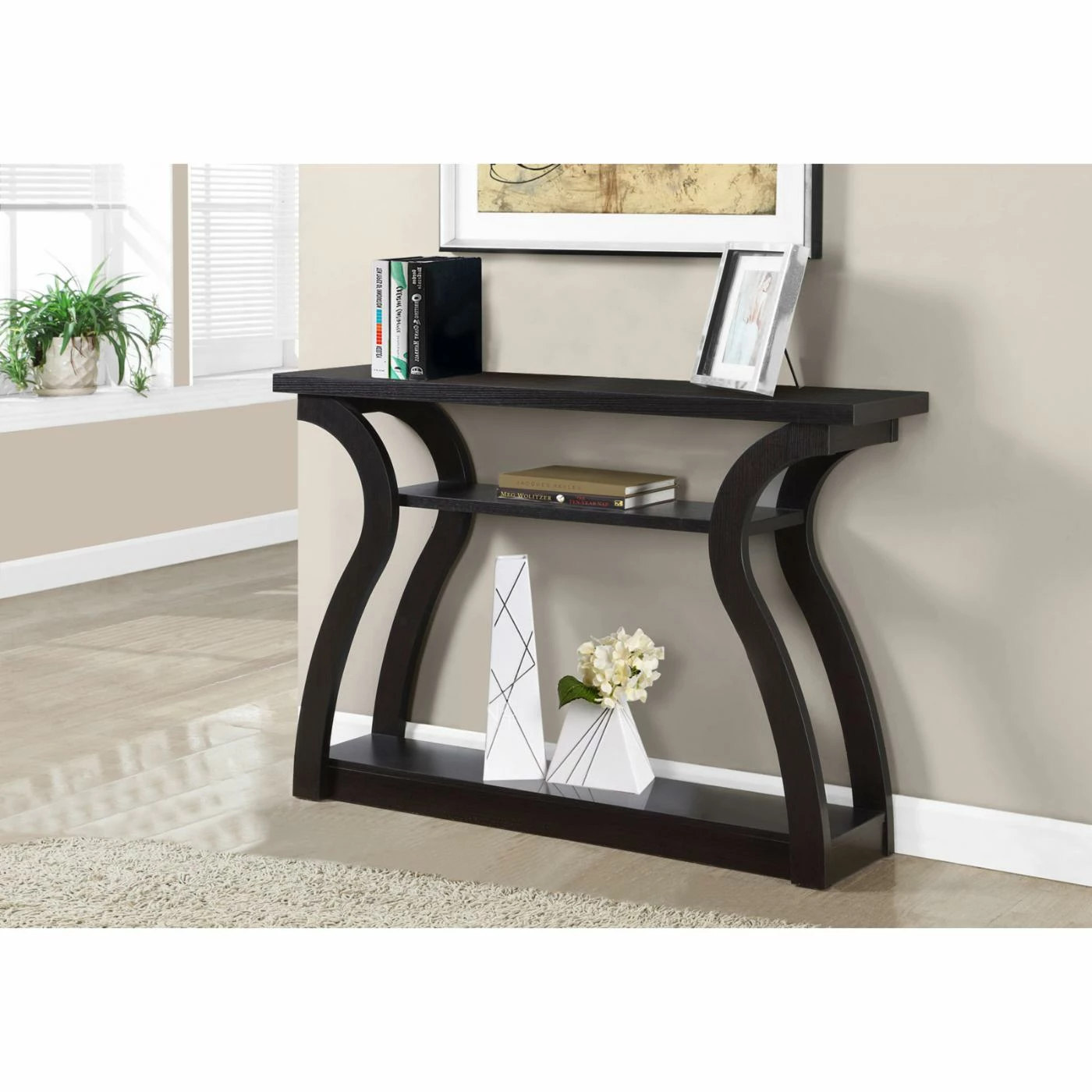 Cheapest π Wood Monarch Specialties 3-Tiered Curved Console Table β - Image 2