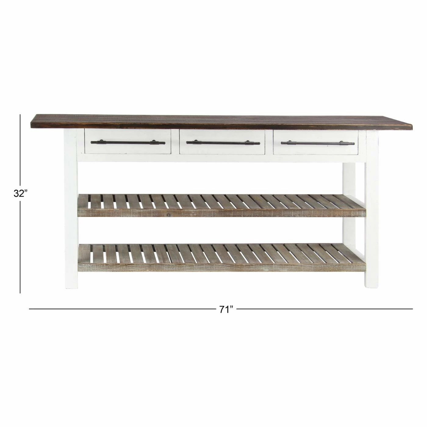 Buy π DecMode Traditional 3-Drawer Wooden Console Table π - Image 2