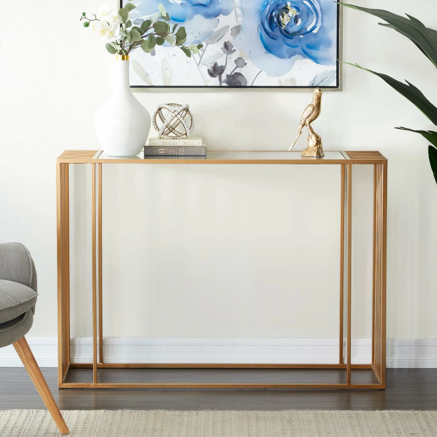 Discount 😀 Metal DecMode Contemporary Grid Frame Console Table ❤️ - Image 2