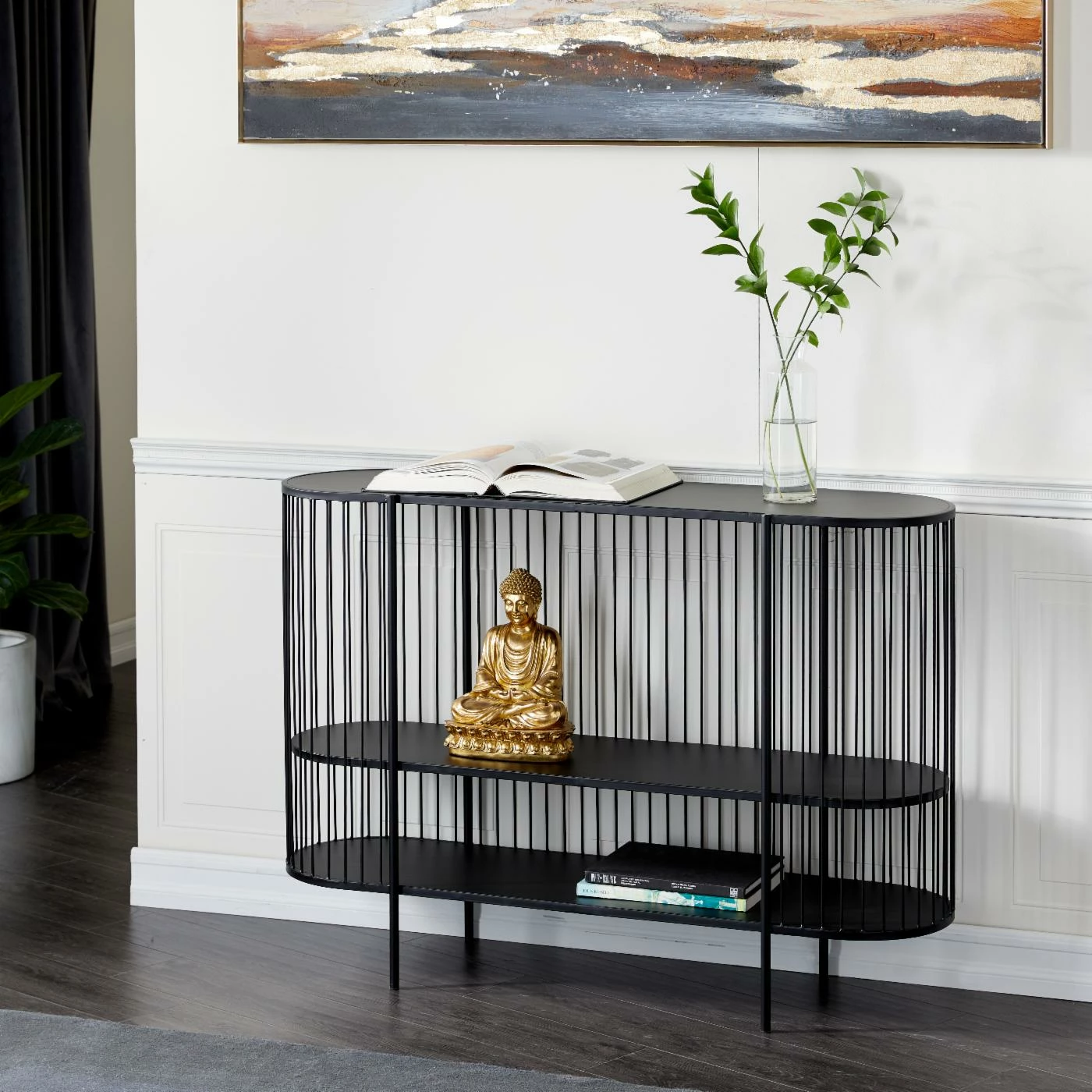Best reviews of 👍 Metal DecMode 3 Tier Modern Polished Caged Oval Console Table 🤩 - Image 2