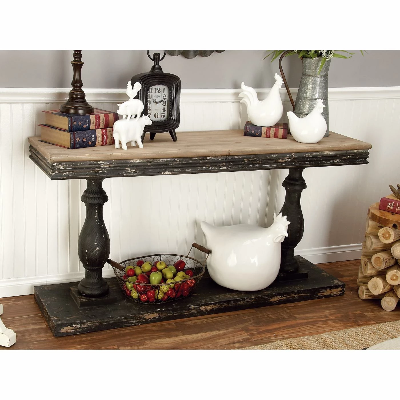 Outlet 🤩 Wood DecMode Rustic Elegance Console Table 🛒 2 Outlet 🤩 Wood DecMode Rustic Elegance Console Table 🛒 - Image 2