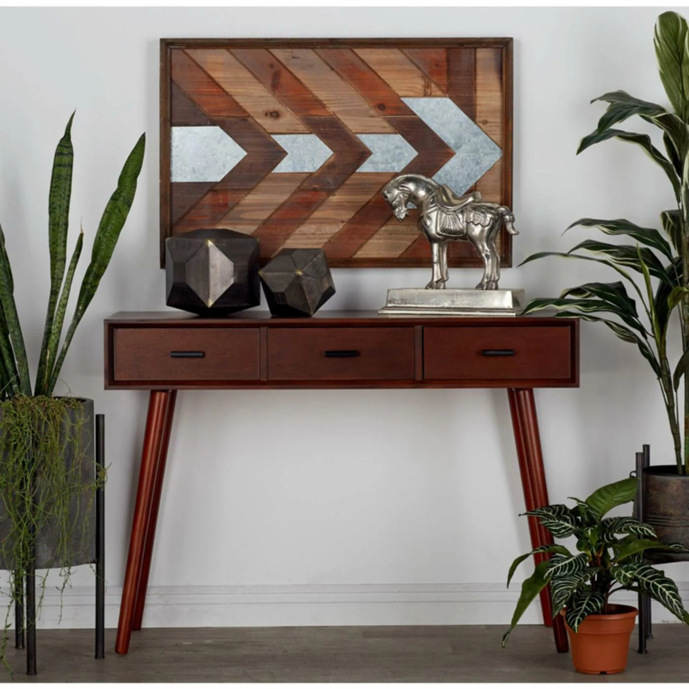 Promo π Wood DecMode Rectangular 3 Drawer Console Table π - Image 2