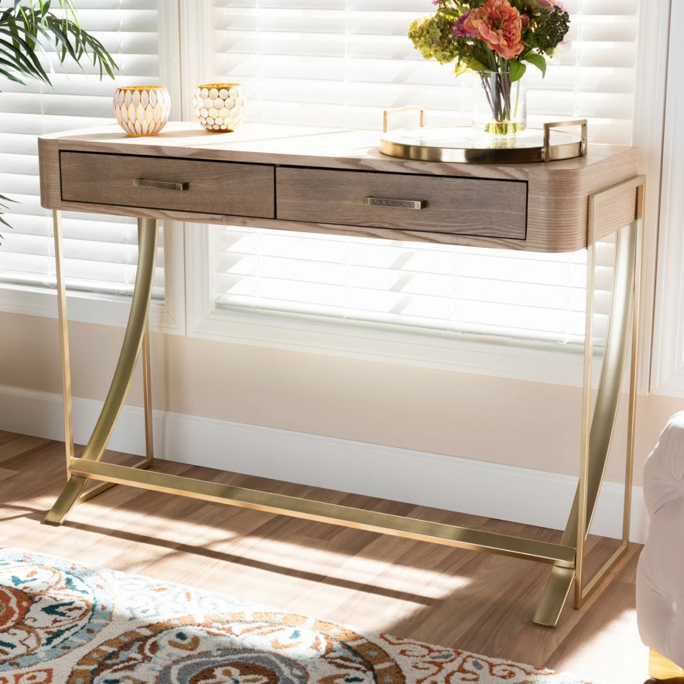 Cheapest ⭐ Metal Baxton Studio Lafoy 2 Drawer Console Table 🎁 2 Cheapest ⭐ Metal Baxton Studio Lafoy 2 Drawer Console Table 🎁 - Image 2