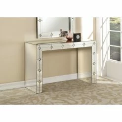 Promo ⭐ Glass Acme Furniture Hessa Mirrored Console Table 🧨