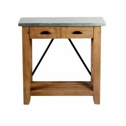 Cheap 🔥 Alaterre Furniture Millwork Wood And Zinc Metal Console/Media Table With Two Drawers ❤️