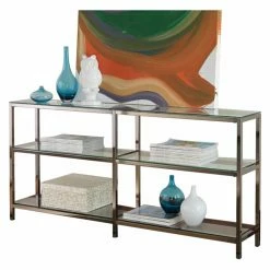 Wholesale ⭐ Benzara Industrial Metal Bookcase With Glass Shelves 🎉