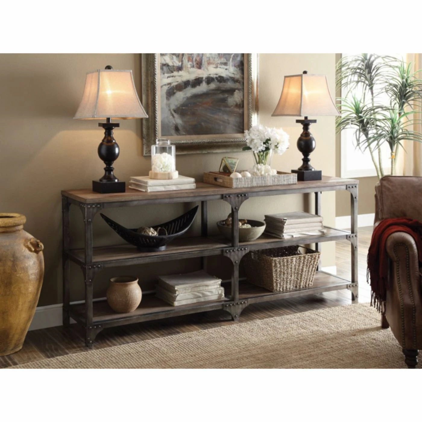 Outlet π Metal Benzara Industrial Console Table With 4 Shelves π₯°