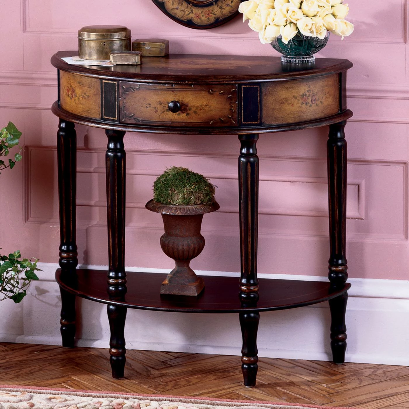 Budget โญ Butler Specialty Wood Butler Demilune Console Table - Coffee Hand-painted ๐