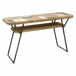 Best Pirce 🎉 Metal Chic Teak Art Deco Console Table - Brown 🎁