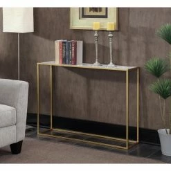 Best Sale ✨ Metal Convenience Concepts Gold Coast Faux Marble Console Table 🎁
