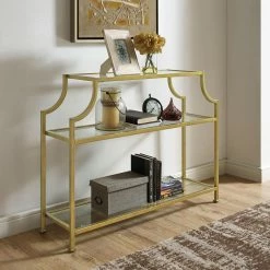 Coupon 💯 Metal Crosley Aimee Glass Console Table 😉