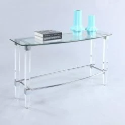Best Sale 👍 Acrylic Chintaly Rectangular Glass Top Sofa Table 👍