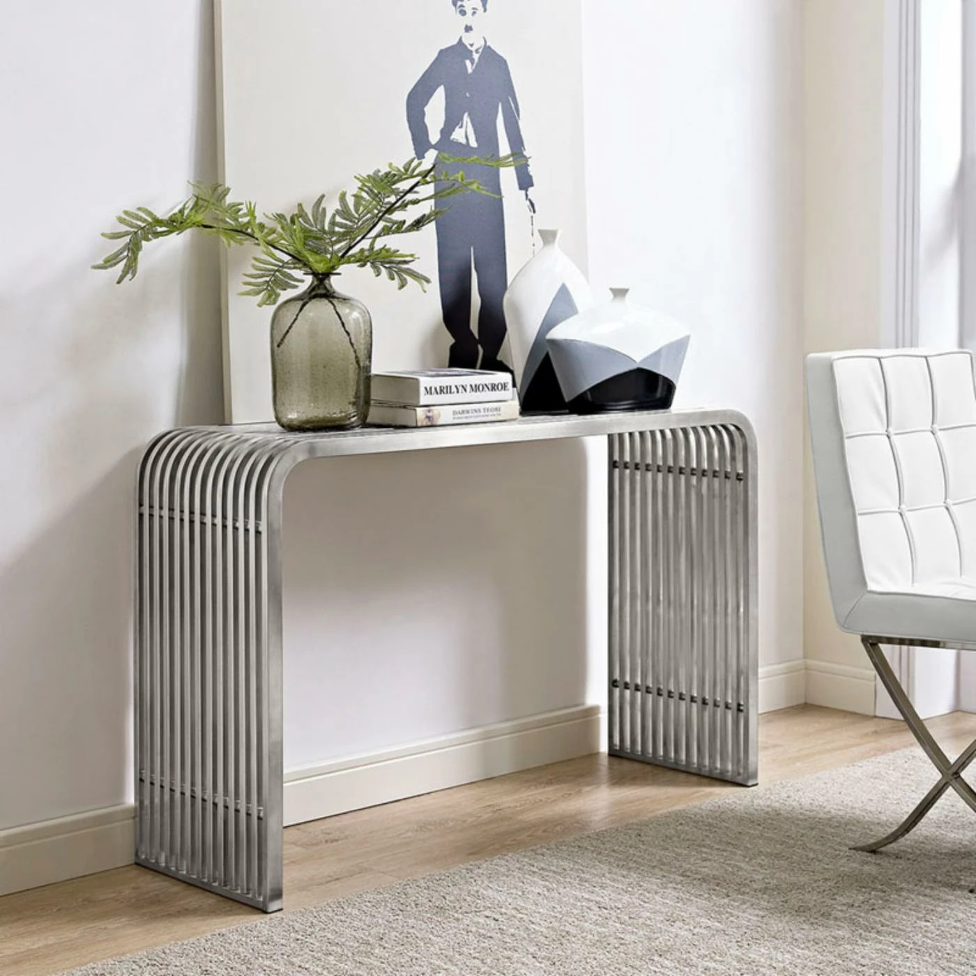 Flash Sale 🤩 Metal Modway Pipe Stainless Steel Console Table ⭐