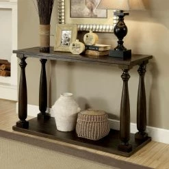 Best Pirce ❤️ Wood Furniture Of America Shandy Transitional Style Turned Leg Sofa Table 🔥