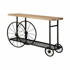 Promo ⭐ Metal Furniture Of America Ordenez Industrial Style Caster Wheel Sofa Table ⭐