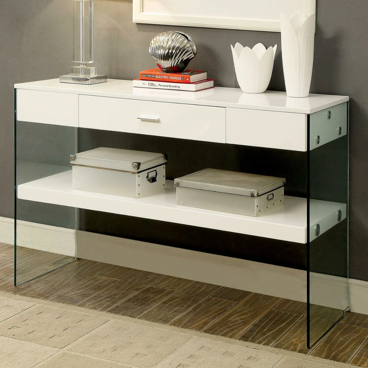 Deals π Glass Furniture Of America Harkins Contemporary Style Single Drawer Sofa Table π₯