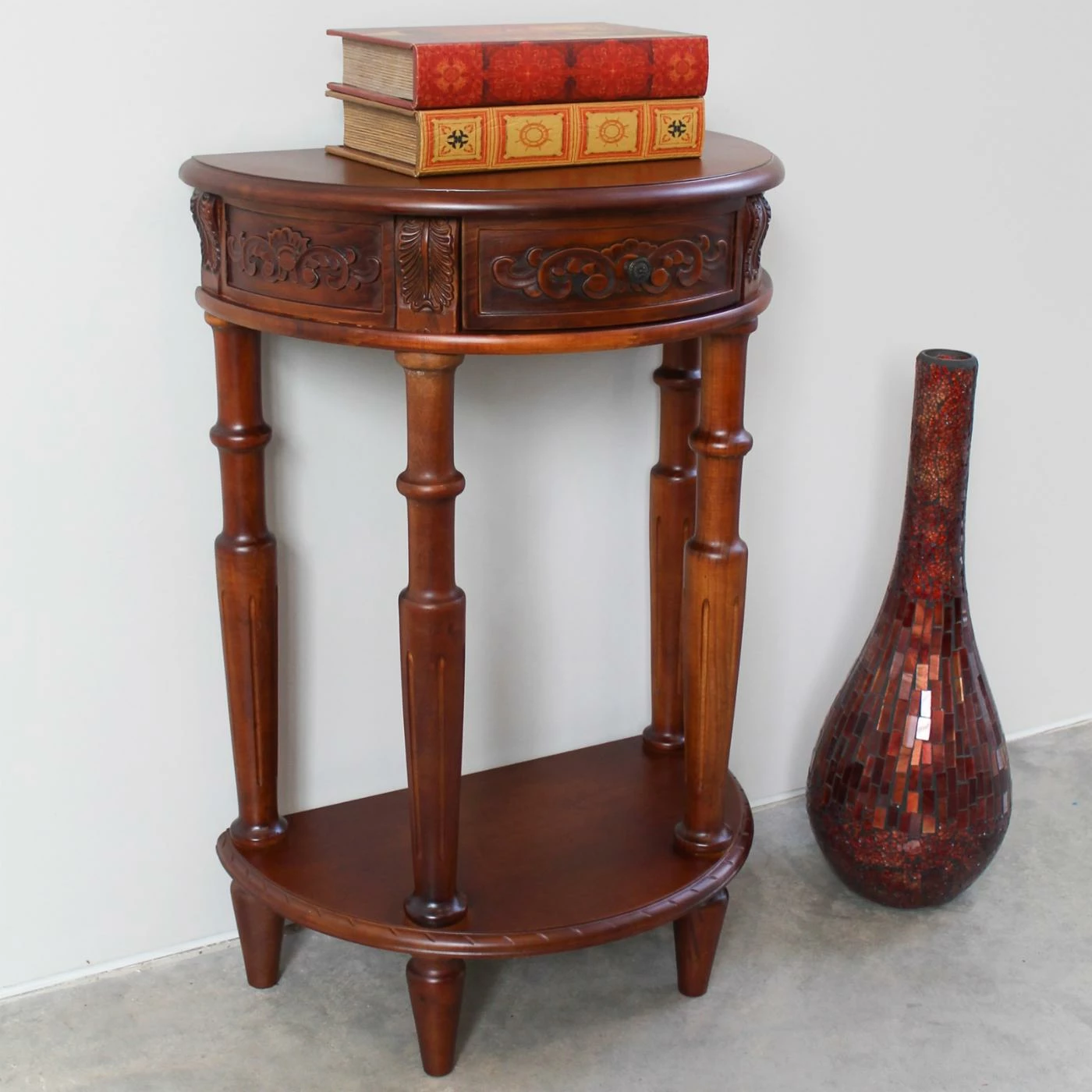 Budget ๐ International Caravan Windsor Hand Carved Wood Walnut Stain Console Table ๐