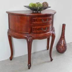 Hot Sale 🛒 Wood International Caravan Windsor Half-Moon Hand Carved Walnut Stain Console Table 🌟