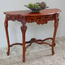 Hot Sale 🎉 Wood International Caravan Windsor Hand Carved Walnut Stain Console Table 🌟