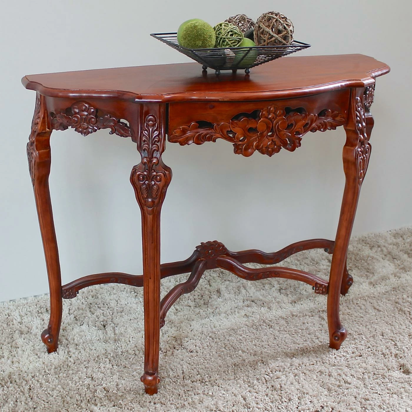 Hot Sale π Wood International Caravan Windsor Hand Carved Walnut Stain Console Table π