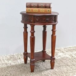 Best deal 💯 International Caravan Windsor Hand Carved Walnut Stain Wood Hall Table 🔔