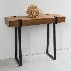 Cheapest 💯 Metal International Caravan Hamburg Contemporary Wooden Block Console Table ⌛