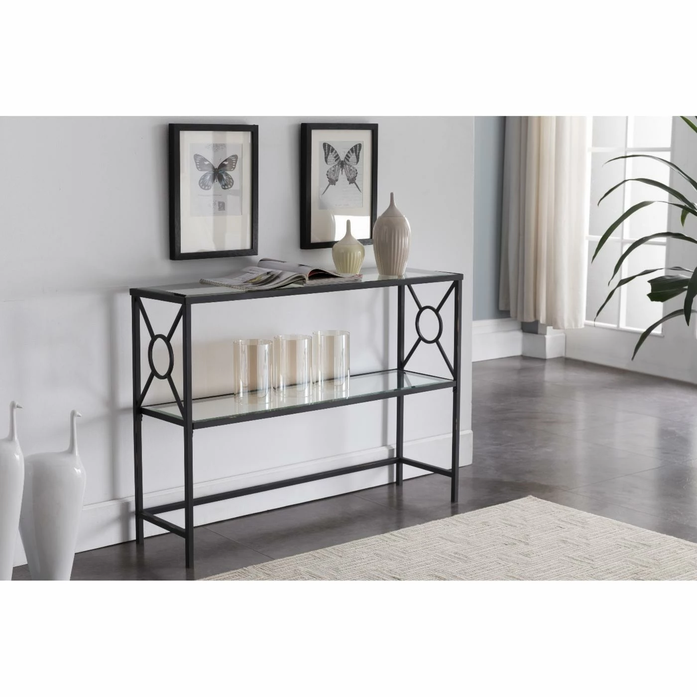 Wholesale ๐ K&B Furniture K&B Furniture C1300 42 In. Rectangle Metal/ Glass Console Table โ๏ธ