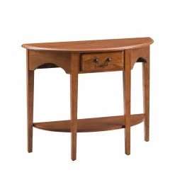 Discount ⭐ Wood Leick Home One Drawer Demilune Hall Console With Shelf, Medium Oak 🤩