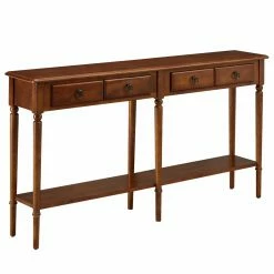 Brand new 🌟 Wood Leick Home Two Drawer Pecan Coastal Hall Console/Sofa Table With Shelf, Pecan 💯