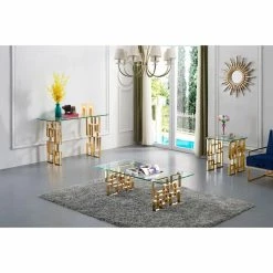 Cheapest ⭐ Metal Meridian Furniture Inc Pierre Gold Console Table 👍
