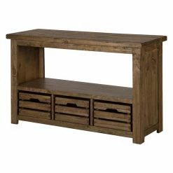 Coupon 🎉 Wood Magnussen Stratton Rustic Rectangular Entryway Table With Storage ✔️