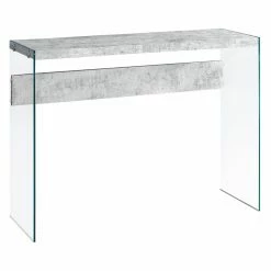 Cheapest 🔔 Monarch Specialties Monarch Gray Cement With Tempered Glass Console Table ⭐