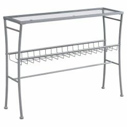 Buy 🎁 Metal Monarch Specialties Rectangular Glass Top Console Table With Basket Shelf ❤️
