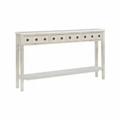 Budget 🥰 Wood Powell Sadie 4-Drawer Long Console - Cream ❤️