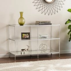 Best Pirce 😀 Metal Southern Enterprises Knox Glam Mirrored Console Table - Chrome 🥰