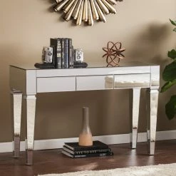 Outlet 💯 Glass Southern Enterprises Darien Contemporary Mirrored Console Table 🎁