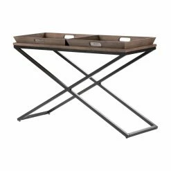 Hot Sale 🛒 Brooklyn & Max Metal Brooklyn + Max Dionne Aged Elm Wood Tray Top Console Table 👏