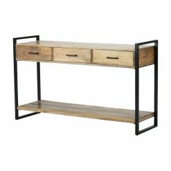 Budget ⌛ Metal HN Home Aurora Modern Farmhouse Natural Mango Wood Console Table 😍