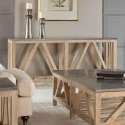 Promo ❤️ Wood Orient Express Furniture Blue Stone Console Table 💯