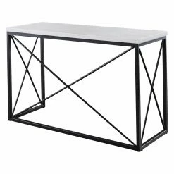 Budget 😉 Metal Steve Silver Co. Skyler Marble Top Rectangle Sofa Table 👏