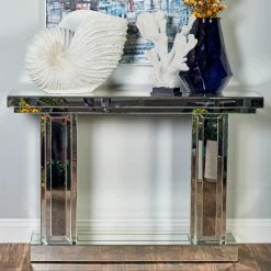 Best reviews of 🥰 DecMode Modern Wooden Rectangular Mirrored Console Table 🔔