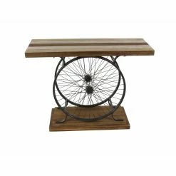 New 🤩 Metal DecMode Industrial Iron Wheel Console Table ⭐