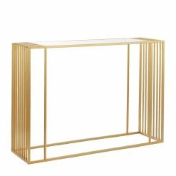 Discount 😀 Metal DecMode Contemporary Grid Frame Console Table ❤️