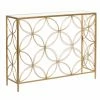 Discount ✔️ Metal DecMode Encased Tempered Glass Contemporary Console Table ✨