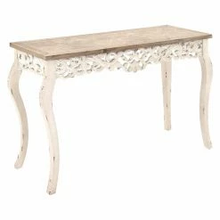 Coupon 😀 DecMode 46 In. Wood Carved Console Table ⭐