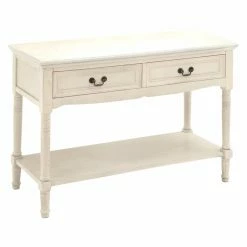 Best Sale 🔔 Wood DecMode 2 Drawer Console Table - Antique Ivory 💯