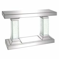 Promo 😀 Glass DecMode Crystal Pedestal Rectangular Console Table 💯