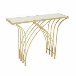 Coupon 😍 Metal DecMode Glass Top Decorative Console Table - Gold 💯
