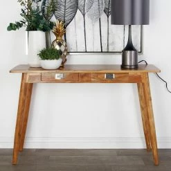 Promo 🎉 DecMode Modern Kanaloa Wood Stained Brown Console Table With Drawers 🎁