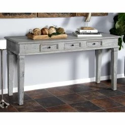 Coupon 😉 DecMode Rustic 3 Drawer Mahogany Wood Console Cabinet 🧨